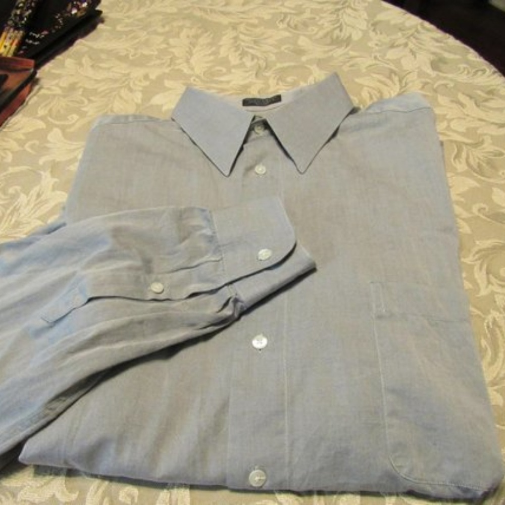 ▪️🐺▪️ Classic Vintage Mens Silver Grey Long Sleeve Shirt-17.5 - Picture 5 of 6